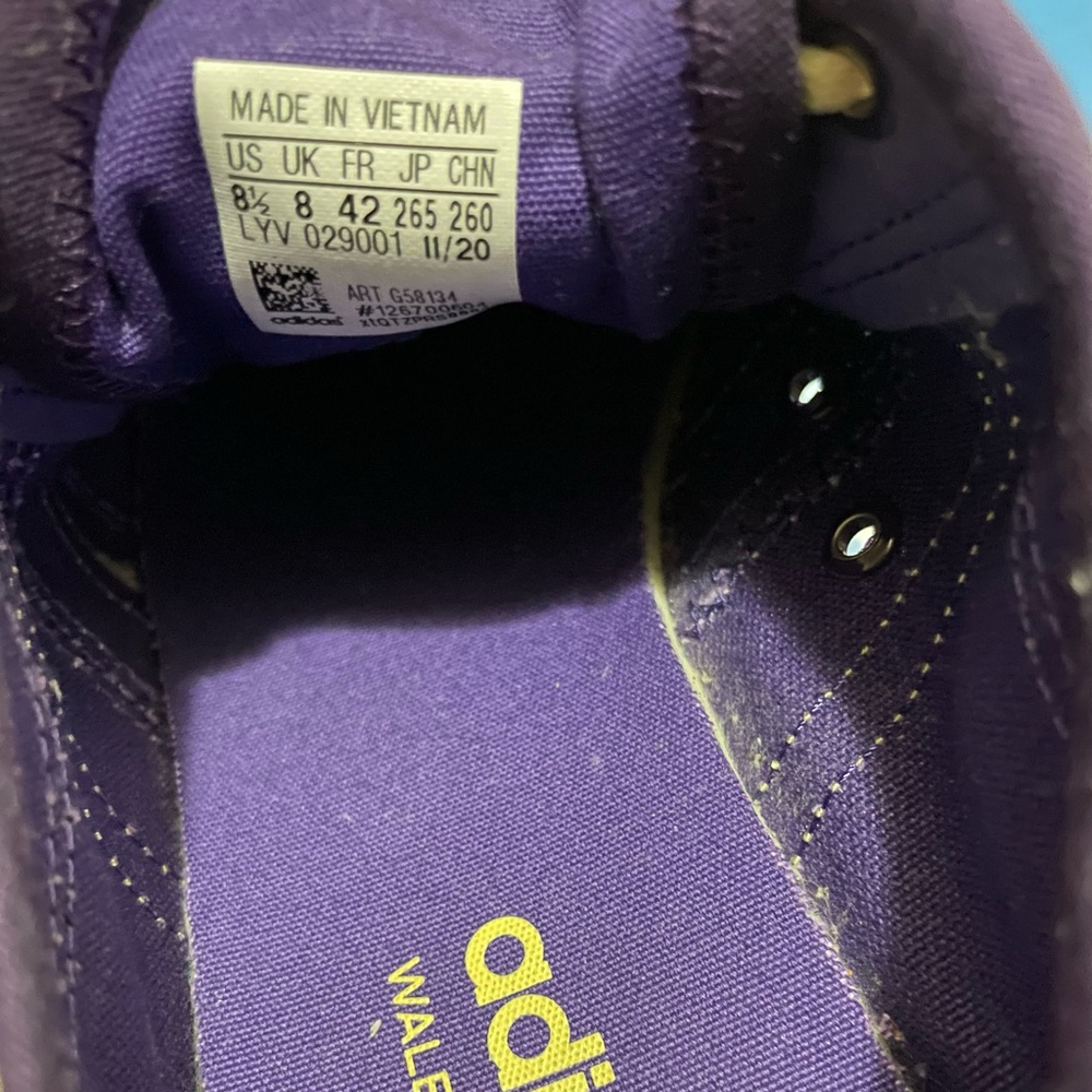 adidas rare Wales Bonner Nizza Purple Yellow Striped Gum Sole Canvas Sneakers - Picture 10 of 10